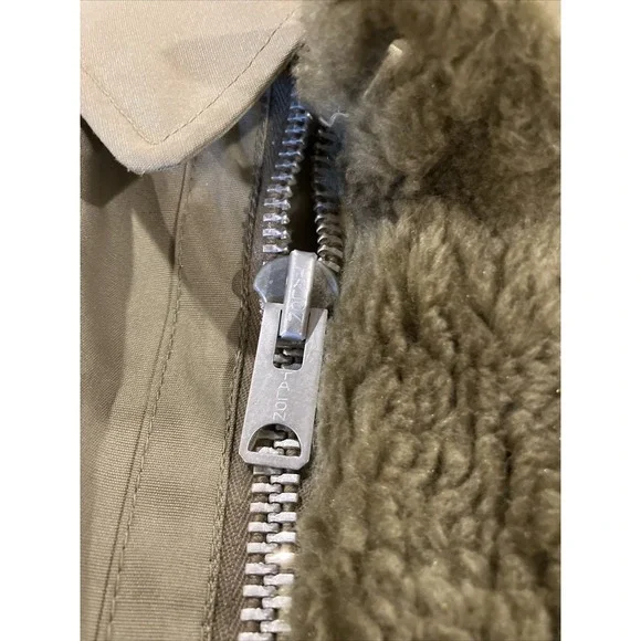 VTG Woolrich Brown Khaki Faux Fur Lined Button Down Winter Coat Mens Sz 40 Parka - Picture 11 of 15